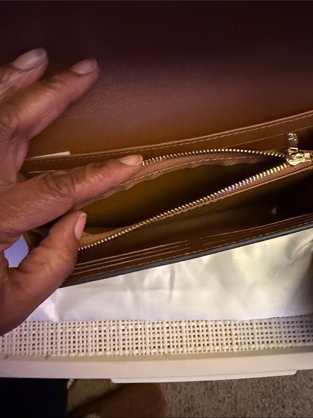 Brown Monogram Crossbody with Gold Chain - Picture 10 of 14